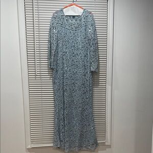 MARINA Long Sleeve Lace Dress in Light Blue